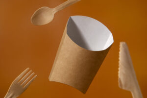 Embalagem de papel sustentável para alimentos.